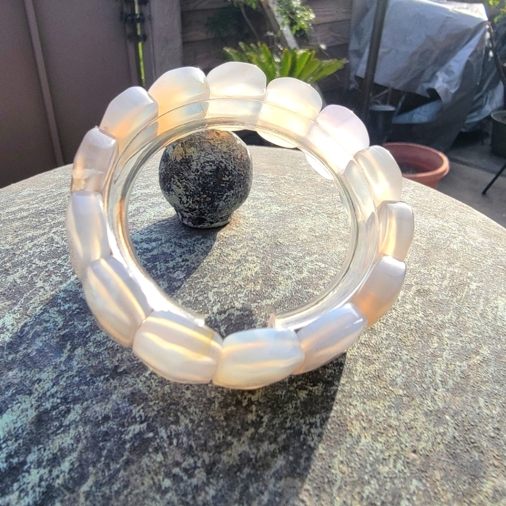 20x15mm White Agate Natural Gemstone Stone Beaded Bead Stretch Bracelet Unisex